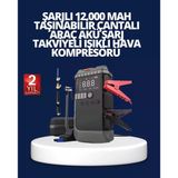 Şarjlı 12000 Mah Araç Akü Takviye Ve Ha Kompresörü 4’Ü 1 Arada