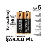 Şarjlı 2800Mwh 1.5V Edilebilir 2’Li Aa5 Kalem Pil - Lityum Iyon Batarya