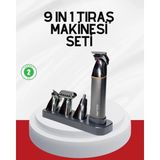 Şarjlı 9’u 1 Arada Çok Amaçlı Erkek Bakım Seti Yıkanabilir Başlıklar Midastech - Renkli