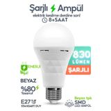 Şarjlı Ampül 830 lümen Ultra Acil Durum & Kamp Işığı 220v Beyaz E27 Duy Otomatik %80 Tasarruflu