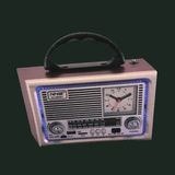 Şarjlı Bluetooth Radyo ile Sd Kart ve USB Girişli, Nostaljik Tasarım - Ahşap - Ceviz