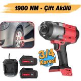 Şarjlı Çift Akülü Darbeli Somun Sıkma 3/4 Sökme Tabanca 1980 Nm Tork Teker Bijon 2300 Bpm 18 Volt