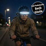 Şarjlı Çok Fonksiyonlu LED Işıklı Lambalı Gözlük 4 Modlu USB Kamp Bisiklet Gece Çalışma - Çok Renkli