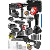 Şarjlı Darbeli 5'li Set, Taşlama ve Matkap, 13MM, 650NM Güç - Seçenek 1