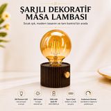 Şarjlı Dekoratif Masa Lambası Abajur Sıcak Işık 3W LED Type-C Dimmer Kablosuz Gece Lambası 1200 mAh