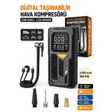 Şarjlı Dijital 4000mah 150 Psı Hava Pompası Araç Lastik, Bisiklet, Top Şişirme Hava Kompresörü 0 - 150 Psı 0 - 10 Bar