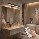 Şarjlı Duvar Tipi LED Aplik 32 cm, 3 Renk Işık Ayarlı (6400K/4000K/3200K), Cata Şahin Modern Siyah Kasa, Kablosuz Manyetik Tablo, Ayna, Yatak Başı ve Koridor Aydınlatması, 1.5W 5V DC