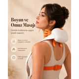 Şarjlı El Hissiyatlı Avuç Içi Kızılötesi Isıtmalı Boyun Omuz ve Sırt Masaj Alet - Turuncu - Bej