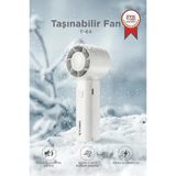 Şarjlı El Vantilatörü Fener Özellikli Taşınabilir Mini Fan F64 Beyaz