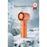 Şarjlı El Vantilatörü Fener Özellikli Taşınabilir Mini Fan F64 Turuncu