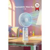 Şarjlı El Vantilatörü Masaüstü Stantlı 3 Kademeli Taşınabilir Mini Fan F56 Mavi