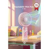 Şarjlı El Vantilatörü Masaüstü Stantlı 3 Kademeli Taşınabilir Mini Fan F56 Pembe