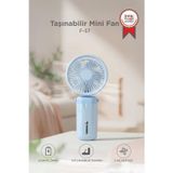 Şarjlı El Vantilatörü Masaüstü Stantlı 3 Kademeli Taşınabilir Mini Fan F57 Mavi