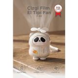 Şarjlı El Vantilatörü Panda Figürlü Taşınabilir Mini Masa Fanı F69 Beyaz