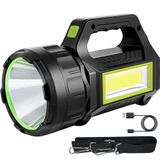 Şarjlı Güneş Panelli El Feneri, 30W Ultra Güçlü Led Işık, 7 Farklı Işık Modu, Yan Işıklı, Telefon Şarj Edebilir, Su Geçirmez Tasarım, Telefon Şarj Edebilir, 2 Km Uzun Menzilli Powerbank El Feneri