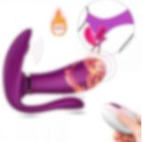 Şarjlı Isıtmalı Kablosuz Kumandalı Anal Vajina Klitoris Uyarıcı Giyilebilir 3 In 1 Panty Vibratör