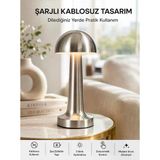 Şarjlı Kablosuz Mantar Masa Lambası Dokunmatik 3 Renk Led Modern Tasarım Yeni Nesil - Lisinya