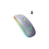 Şarjlı Kablosuz Mouse Sessiz 2.4 Ghz USB Wireless 800-1200-1600 Ayarlanabilir Dpi LED Işıklı Slient - Gri