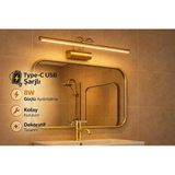 Sarjlı LED Flüt Resim Aplik | 8W | 3200K Gün Işığı | 50cm | Duvar Tipi Ayna/Tablo Üstü Dekoratif Işık | IP20 İç Mekan Kullanım (Gold Kasa)