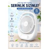 Şarjlı LED Masaüstü Fan 1800 mAh 3 Kademeli Taşınabilir Mini Auhma Masa Vantilatör Type-C Şarjlı 180° Dönebilen Başlık