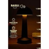 Şarjlı Mantar Masa Lambası Metal Dokunmatik 3 Işık Parlaklık Ayarlı Gece Masa Üstü Lamba Siyah A4