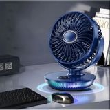 Şarjlı Masaüstü Mini Klima Serinletici Fan Rgb LED Işıklı Vantilatör Askılı Fan - Lacivert