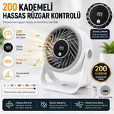 Şarjlı Masaüstü Mini Vantilatör 200 Kademeli Dijital Ekranlı Typec Şarjlı 360 Derece Ayarlanabilir Sessiz Fan