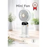 Şarjlı Masaüstü Vantilatör Dijital Göstergeli 90 Derece Katlanabilir Mini Fan F19 Beyaz