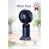Şarjlı Masaüstü Vantilatör Dijital Göstergeli 90 Derece Katlanabilir Mini Fan F19 Lacivert
