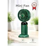 Şarjlı Masaüstü Vantilatör Dijital Göstergeli 90 Derece Katlanabilir Mini Fan F19 Yeşil
