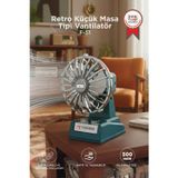 Şarjlı Masaüstü Vantilatör Retro Tasarım 500 Mah Taşınabilir Mini Masa Fanı F51 Mavi