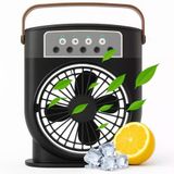 Şarjlı Mini Buharlı Hava Soğutucu, Taşınabilir Portatif Mobil Sulu Klima, 3 Rüzgar Hızı, 3 Sis Modu, Buzlu Vantilatör 5 Sprey Delikli İle Led Işıklı 26Cm X 20Cm - Crv-002 (Crv-002 - Beyaz) [E