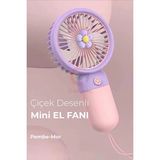 Şarjlı Mini El ve Masa Fanı Çiçek Desenli Mini El Pervanesi Soğutu El Fanı