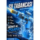 Şarjlı Otomatik Su Tabancası Oyuncak Gerçekçi Geri Tepme Efektli Geniş Su Hazneli Uzun Menzilli Elektrikli Su Silahı Mavi
