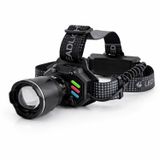 Şarjlı Profesyonel Led Kafa Lambası 25W 1800 Lümen Kamp Madenci Balıkçılık Zoomlu Baş Feneri