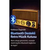 Şarjlı Retro Radyo Bluetooth Hoparlör Nostaljik Görünümlü Ahşap Tasarım Taşınabilir Müzik Kutusu