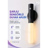 Şarjlı Sensörlü Duvar Apliği Manyetik Kablosuz Led Gece Lambası Type-c Siyah