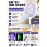Şarjlı Sinek Öldürücü Sivrisinek Raketi Elektrikli Karasinek Haşere Kovucu Mor Işıklı Sineklik Aleti