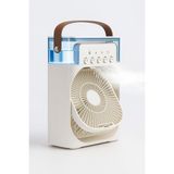 Şarjlı Soğutmalı Vantilatör - Beyaz - 7 Renk LED Işıklı Mini Hava Soğutucu, Buharlı Nemlendirici, Parfüm Hazneli, Zaman Ayarlı, Taşınabilir USB Fan (E - Çok Renkli