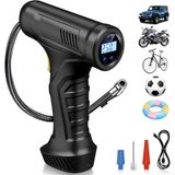 Şarjlı Taşınabilir Hava Kompresörü, 3600 mAh Tabanca Tipi 150 PSI Güçlü Lastik Şişirme Pompası, Araba Bisiklet Motosiklet Top ve Şişme Ürünler İçin Otomatik Basınç Ayarlı LCD Ekranlı Mini Kompresör