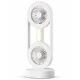 Şarjlı Taşınabilir Vantilatör, 2 Fanlı Ultra Güçlü Motorlu Masaüstü Soğutucu Fan, 3 Kademeli Hız Ayarlı LED Işıklı Sessiz Portatif, 1200 mAh Şarjlı Ev Ofis Balkon Bahçe Kamp Karavan İçin Vantilatör