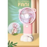 Şarjlı Telefon Standlı Mini El Fanı Seyahat Masaüstü Vantilatör Taşınabilir Mini Fan Pembe 0808