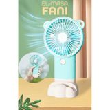 Şarjlı Telefon Standlı Mini El Fanı Seyahat Masaüstü Vantilatör Taşınabilir Mini Fan Turkuaz 0808