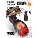 Şarjlı Telefon Tutuculu Isıtmalı Titreşimli Emiş Özellikli Dudak Görünümlü Tam Otomatik Mastürbatör – Gerçekçi Deneyim, Yüksek Teknoloji, Isıtma, Titreşim, Emiş ve Hands-Free Kullanım, Male Sex Toys