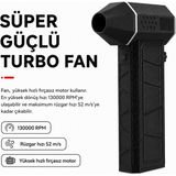Şarjlı Turbo Fan Hava Üfleme Makinesi – 130.000 Rpm Güçlü Fırçasız Motor, Kademesiz Hız Ayarlı, Taşınabilir Temizlik Üfleyici - SİYAH