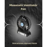 Şarjlı Usb Fan – Masaüstü Mini Vantilatör, Taşınabilir, Işıklı, 3 Kademeli, Sessiz Mir29322306