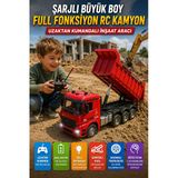 Şarjlı Uzaktan Kumandalı Rc Damperli Kamyon Büyük Boy Işıklı İnşaat Oyuncağı