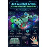 Şarjlı Uzaktan Kumandalı Ve El Sensörlü 4X4 Akrobat Araba 360 Derece Dönen Işıklı Oyuncak Araba