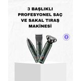 Şarjlı ve Kablosuz 3 Başlıklı Profesyonel Bakım Seti – Saç, Sakal, Burun ve Kulak Düzeltici - Belirtilmemiş