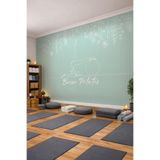 Sarkan Çiçekli Çizgili Pilates Temalı Özelleştirilebilir Tek Parça Tekstil Duvar Kağıdı, 350 x 260
